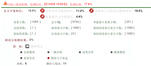 知網(wǎng)檢測報(bào)告單提前檢測預(yù)警提示